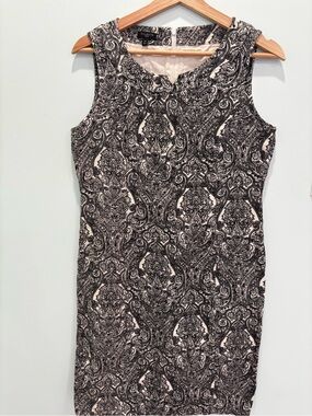 Talbots Petites Black & White Paisley Midi Dress | Size 12P
